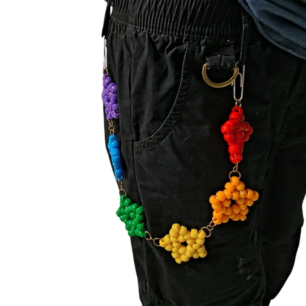 Rainbow Stars Kandi Bead Accessory Chain for Pants